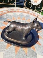 PRACHTIGE BULL TERRIER IN BRONS OP EEN MARMEREN SOKKEL, Ophalen of Verzenden, Brons