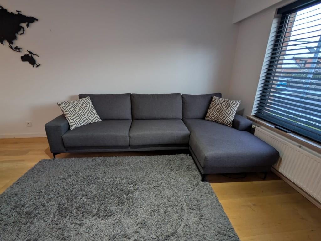 Moderne zetel met longchair, perfecte staat, Huis en Inrichting, Zetels | Zetels, Zo goed als nieuw, Hoekbank, Driepersoons, 250 tot 300 cm