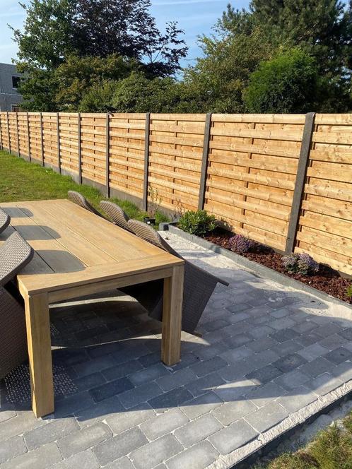 Afsluiting met houten schutsels, Tuin en Terras, Schuttingen, Nieuw, Hout, 2 meter of meer, 6 meter of meer, Ophalen of Verzenden