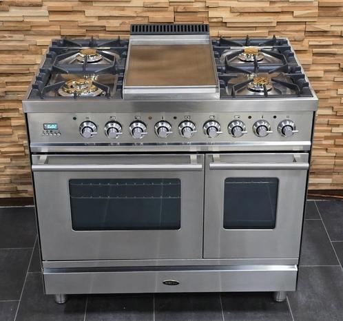 🔥Poêle Boretti de luxe 90 cm en acier inoxydable + 2 fours, Electroménager, Cuisinières, Comme neuf, Autoportant, 5 zones de cuisson ou plus