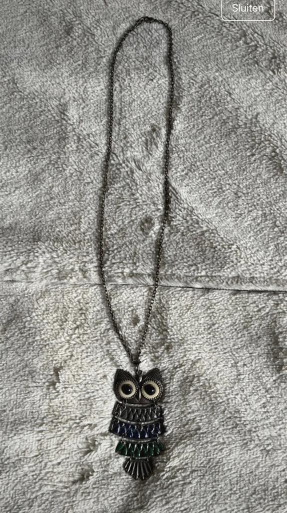 uilenketting, Handtassen en Accessoires, Kettingen, Zo goed als nieuw, Zilver, Verzenden