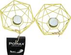 2x Pomax home collection waxinehouders metaal geel, Huis en Inrichting, Overige kleuren, Verzenden, Nieuw, Metaal