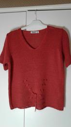 Donkerrode gebreide blouse met V-hals, Damart maat L, Kleding | Dames, Maat 42/44 (L), Ophalen of Verzenden, Zo goed als nieuw