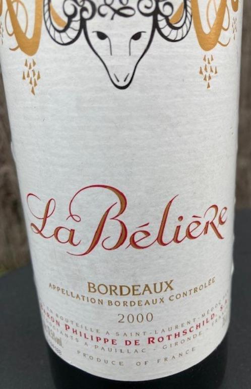 Wijn-La Bélière-Bordeaux-2000-Baron Philippe de Rothschild, Verzamelen, Wijnen, Nieuw, Rode wijn, Frankrijk, Vol, Ophalen of Verzenden