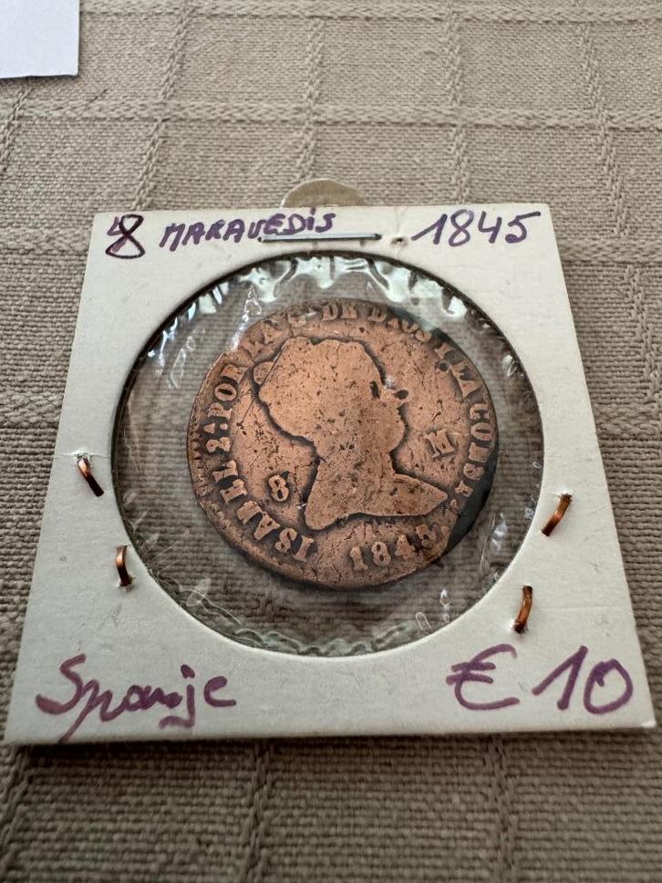 8 Maravedis 1845 Spanje Isabel II (258), Postzegels en Munten, Munten | Europa | Niet-Euromunten, Losse munt, Ophalen of Verzenden