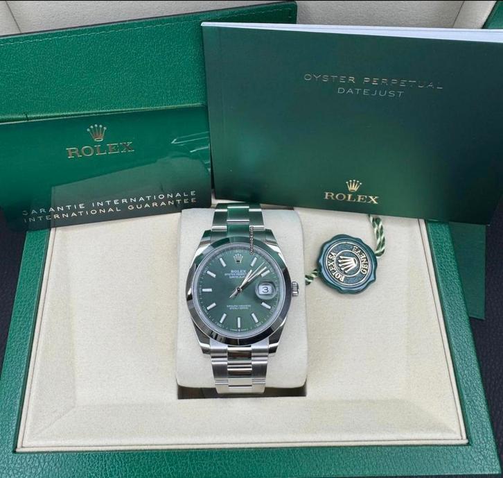Rolex Datejust 2025 – Mint Green Dial 41mm Ongedragen, Handtassen en Accessoires, Horloges | Heren, Zo goed als nieuw, Rolex, Ophalen