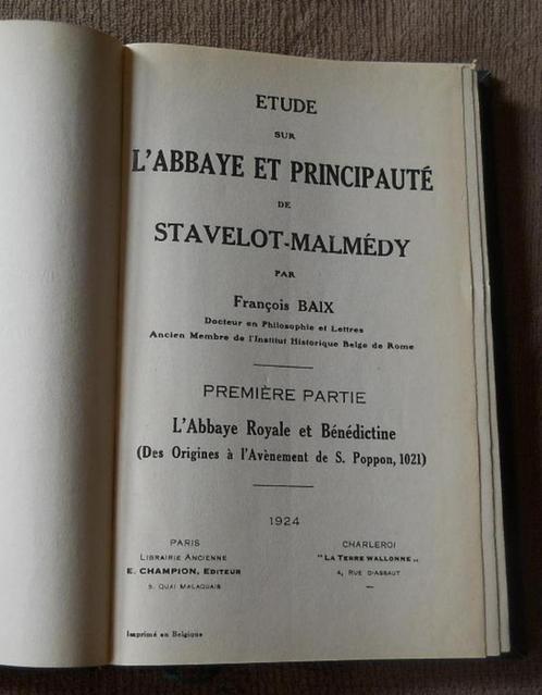 L' Abbaye et Principauté de Stavelot Malmedy (François Baix), Livres, Histoire nationale, Enlèvement ou Envoi