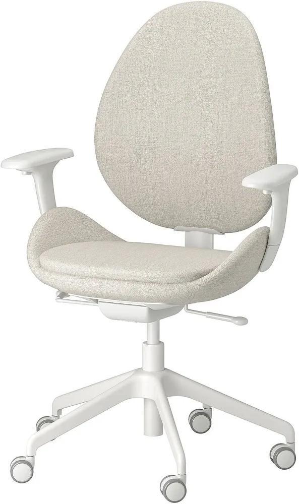 Bureaustoel HATTEFJÄLL beige/wit, Huis en Inrichting, Bureaustoelen, Zo goed als nieuw, Bureaustoel, Beige, Ergonomisch, Ophalen