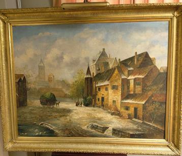 Oud schilderij op doek, niet gesigneerd beschikbaar voor biedingen