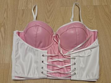 Bustier Crop Top BH PU Leder Wit beschikbaar voor biedingen