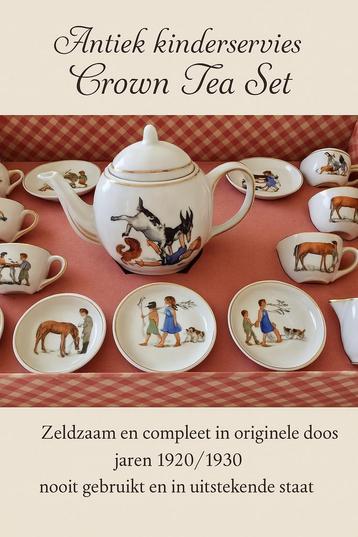  Antiek kinderservies “Crown Tea Set nooit gebruikt beschikbaar voor biedingen