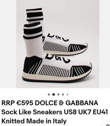 BASKET SNEAKERS DOLCE & GABBANA EU41 UK7 WIT ZWART NIEUW beschikbaar voor biedingen