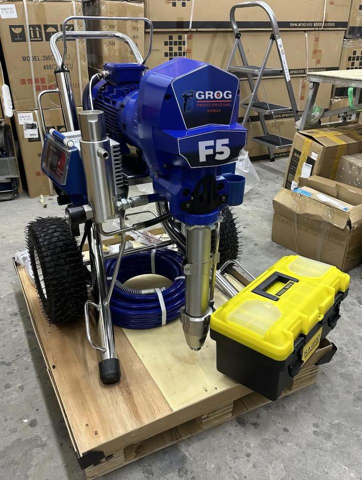 GROG F5 Airless spuitmachine 5500W – 10 L/min professioneel, Doe-het-zelf en Bouw, Schildersmaterialen, Nieuw, Verfspuit of Verfpomp