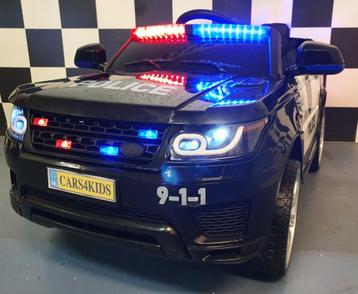 Kinderauto Politie - soft start - leren zit - met RC