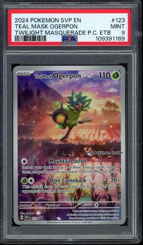 Teal Mask Ogerpon [Pokemon Center Stamp] PSA 9 - SVP123, Hobby en Vrije tijd, Verzamelkaartspellen | Pokémon, Zo goed als nieuw
