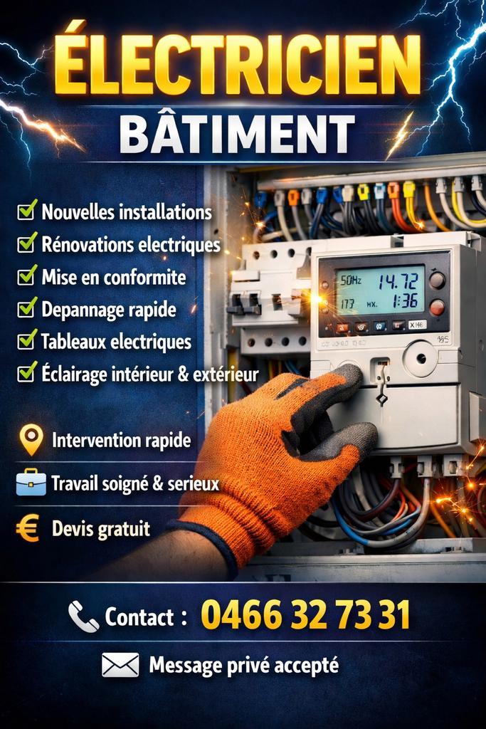 Electricien sur Liege, Vacatures, Vacatures | Elektriciens, Vanaf 1 jaar, Freelance of Uitzendbasis, Geschikt als bijbaan, 33 - 40 uur
