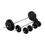 OP=OP 100KG VOLLEDIGE BARBELLSET DUMBBELL EZ CURL BAR