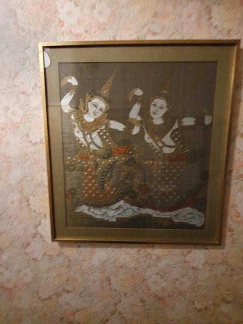 Kinnara zijde-schilderij, Antiek en Kunst, Kunst | Beelden en Houtsnijwerken, Ophalen