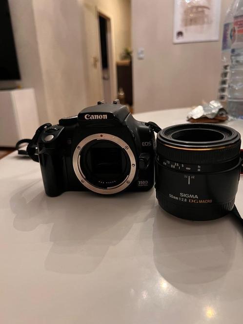 Canon 350D + objectif sigma 50mm 1: 2.8, Audio, Tv en Foto, Fotocamera's Digitaal, Gebruikt, Compact, Canon, Geen optische zoom