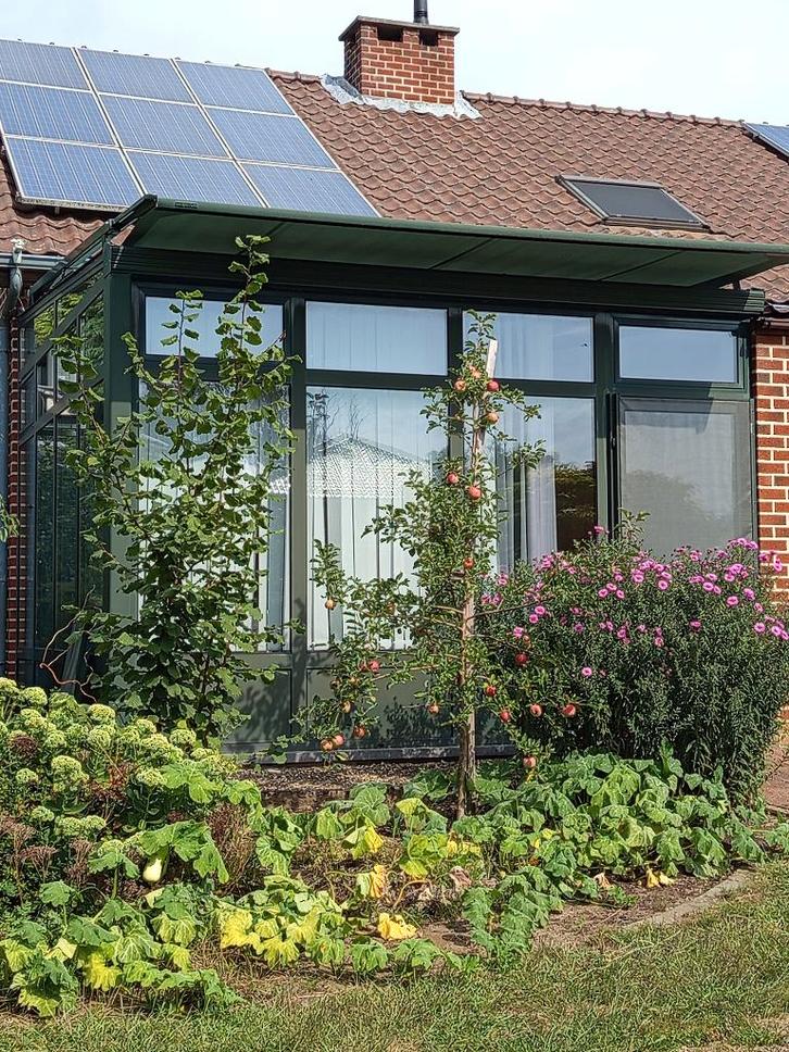 Groene alluminium hoek veranda 4m x 4m, Tuin en Terras, Overkappingen, Zo goed als nieuw, Veranda, Ophalen