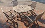 Teak houten tuinset 4x stoelen met tafel in goede staat, Tuin en Terras, Tuinsets en Loungesets, Ophalen, Zo goed als nieuw, Tuinset