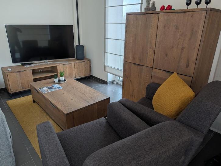 Complete Woon- & Eetkamerset & 6 Eetkamerstoelen, Huis en Inrichting, Zetels | Complete zithoeken, Zo goed als nieuw, Hout, Leer