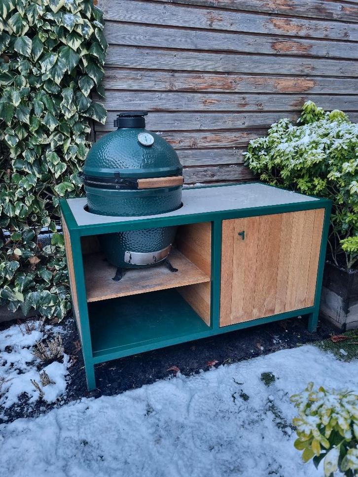 Buitenkeuken inclusief Big Green Egg Large, Jardin & Terrasse, Cuisines extérieures, Utilisé, Charbon, Autoportant, Enlèvement ou Envoi