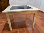 Mooie vierkante tafel met arduin inlegblad !, Huis en Inrichting, Ophalen, Gebruikt, Landelijk, Vier personen