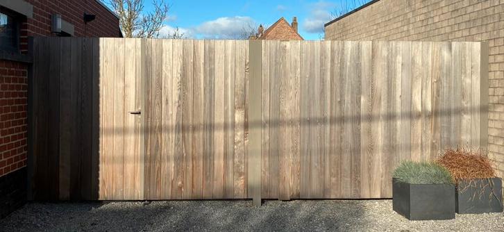 Porte battante manuelle double avec partie fixe à droite, Jardin & Terrasse, Portes de jardin, Neuf, Portail battant, 200 cm ou plus