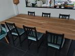 Eiken tafel met ijzeren onderstel, Huis en Inrichting, Tafels | Sidetables, Ophalen, Zo goed als nieuw, Eikenhout