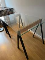 Bureau en verre, Huis en Inrichting, Tafels | Eettafels, Ophalen, Gebruikt, 50 tot 100 cm, 100 tot 150 cm