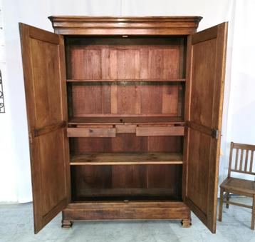 Hoge antieke Franse Louis Philippe linnenkast eik H 231 B146 beschikbaar voor biedingen
