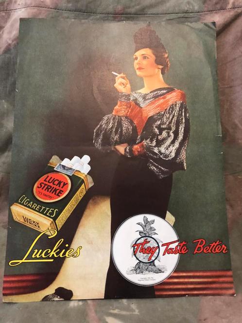 US WW2 Lucky Strike poster, Collections, Objets militaires | Seconde Guerre mondiale, Enlèvement ou Envoi