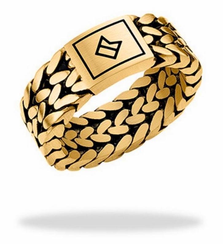 RING CAPTAIN ALPHA SIERRA MET 75%KORTING! 💯%NIEUW!, Handtassen en Accessoires, Ringen, Nieuw, Heer, 19 tot 20, Goud, Ophalen of Verzenden