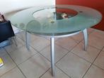 Ronde glazen tafel - Diameter 1,30m, Huis en Inrichting, Ophalen, Gebruikt, Rond, Glas
