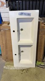 Zwevende dubbele wastafel in keramiek, Ophalen, Nieuw, Steen, Wastafel