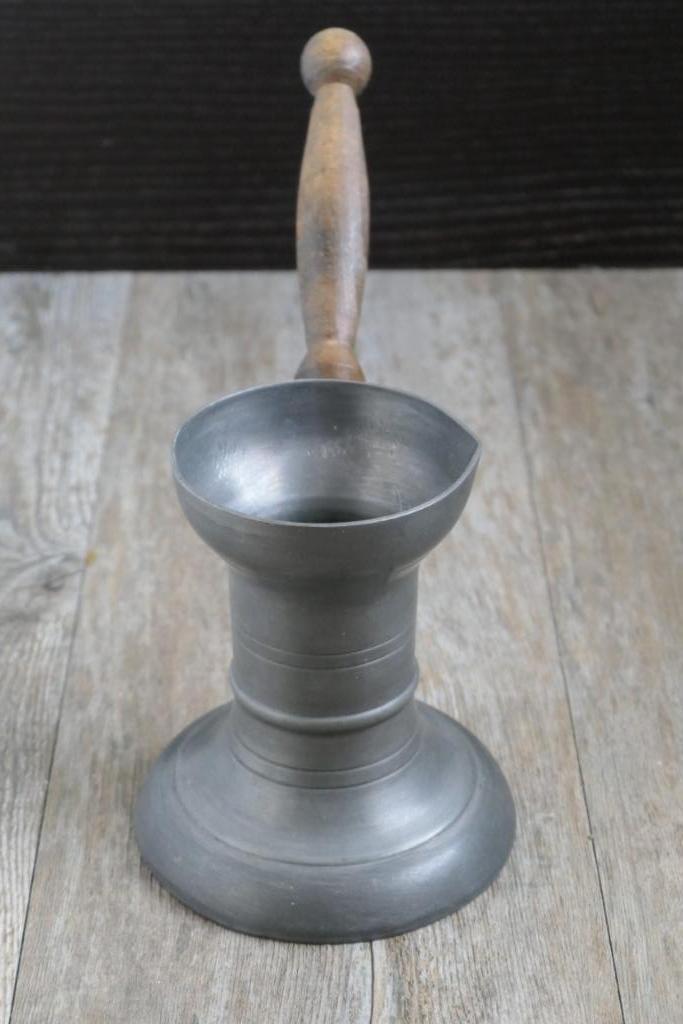 Tinnen pot met houten steel, Antiek en Kunst, Antiek | Tin, Verzenden