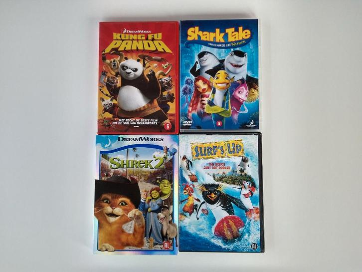 Kung Fu Panda, Shark Tale, Shrek 2, Surf's Up, Cd's en Dvd's, Dvd's | Tekenfilms en Animatie, Gebruikt, Amerikaans, Ophalen of Verzenden