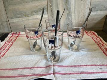Leonardo Latte Macchiato glazen – Set van 4 met RVS lepels  beschikbaar voor biedingen