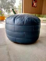 Vintage patchwork poef donkerblauw, Huis en Inrichting, Ophalen of Verzenden, Gebruikt