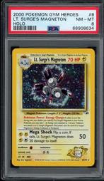 Lt. Surge's Magneton Holo PSA 8 - 8/132 - Gym Heroes 2000, Foil, Losse kaart, Zo goed als nieuw, Verzenden