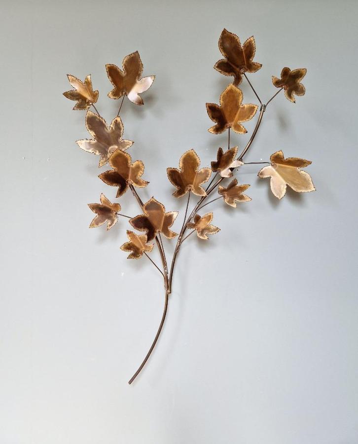 Grote koperen wandlamp (1m), brutalistische stijl, 1970, Huis en Inrichting, Woonaccessoires | Wanddecoraties, Gebruikt, Ophalen