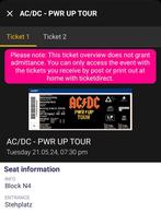 Tickets AC/DC Gelsenkirchen 21/5, Rock of Poprock, Mei, Twee personen