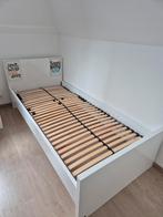 Bed hoogglanswit eenpersoonsbed, Huis en Inrichting, Slaapkamer | Bedden, Ophalen, Zo goed als nieuw, Wit