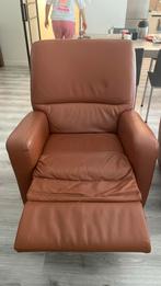 GRATIS! 2 relaxzetels cognac rundsleder, Ophalen, Nieuw, Leer