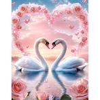 Diamond Painting Zwanen in hart 50x40cm (vierkant), Verzenden, Nieuw, Knutselwerk