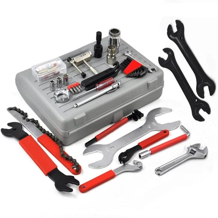 Universele 44-delig fietsgereedschapsset in praktische koffe, Fietsen en Brommers, Fietsaccessoires | Fietsgereedschap, Ophalen of Verzenden