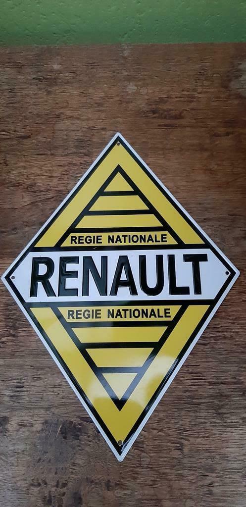 Leuke retro metalen plaat in reliëf Renault, Verzamelen, Merken en Reclamevoorwerpen, Nieuw, Reclamebord, Ophalen of Verzenden