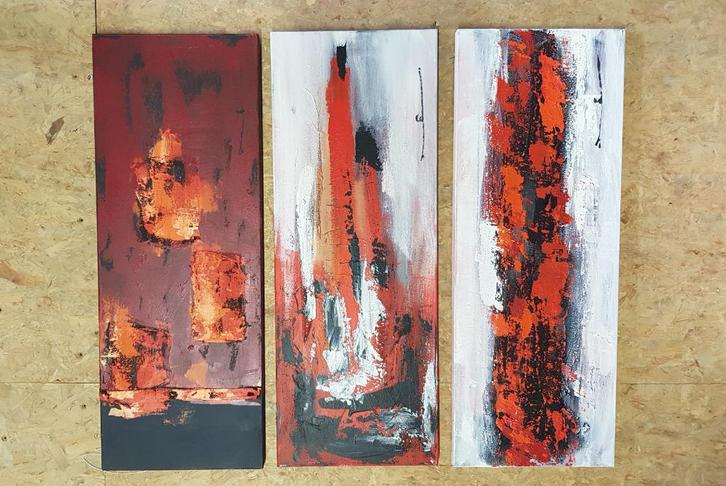 Schilderij Jan Strien drieluik, Antiek en Kunst, Kunst | Schilderijen | Abstract, Ophalen of Verzenden
