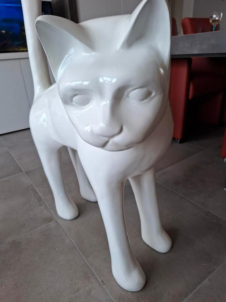 Grand chat blanc Xxl, Jardin & Terrasse, Statues de jardin, Neuf, Animal, Autres matériaux, Enlèvement